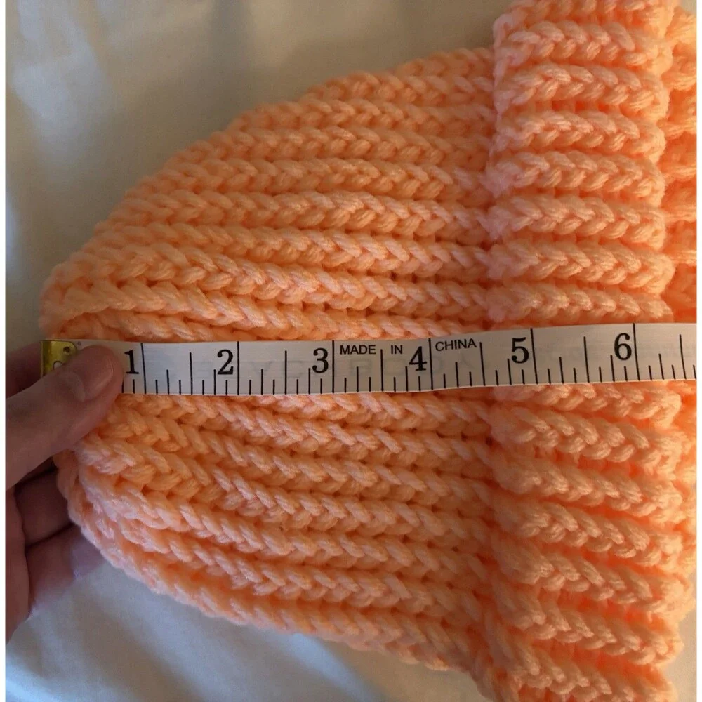 Handmade Kids Orange Knit Beanie Hat Girls Winter Warm Knit Cap